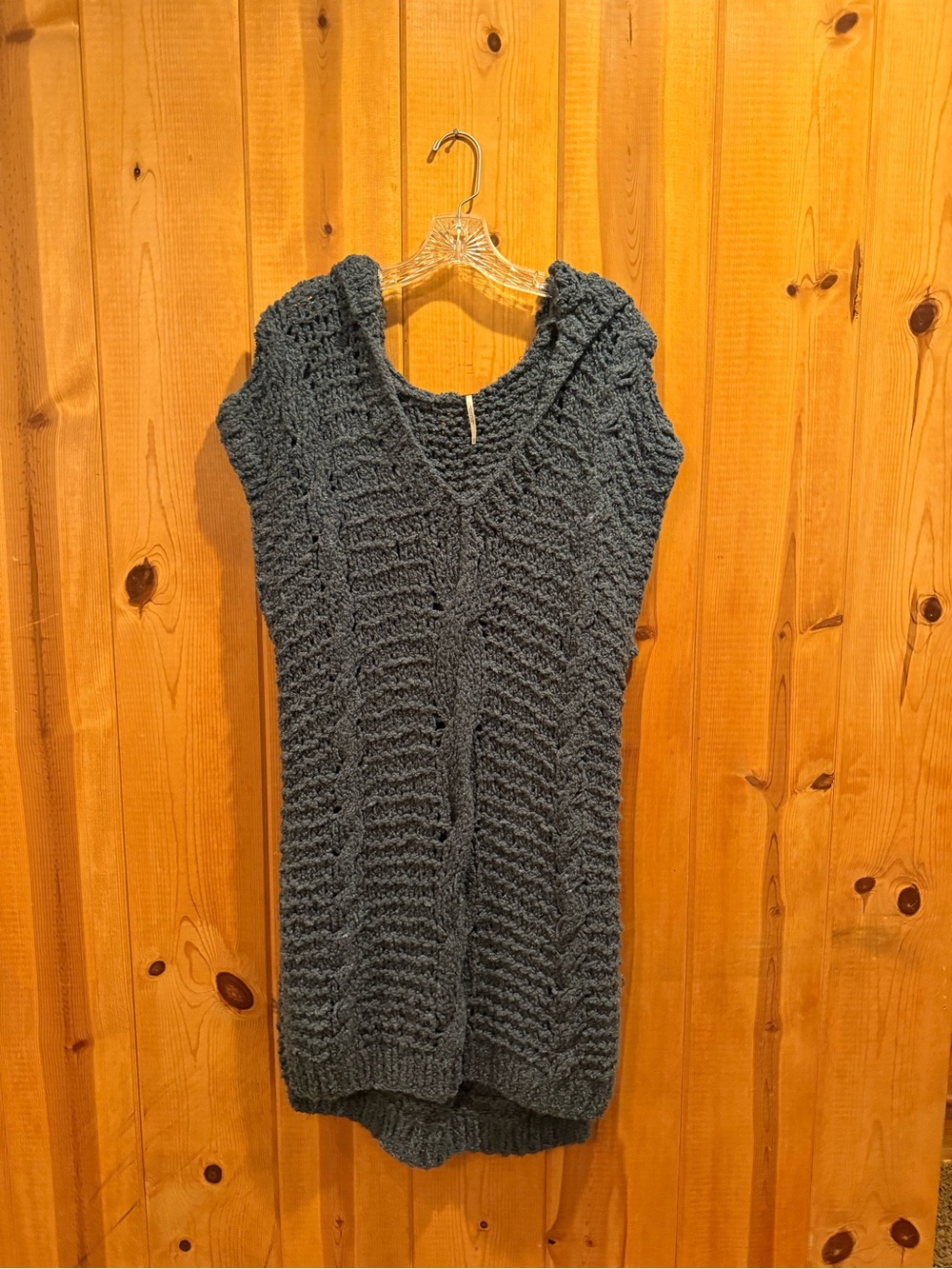 Free People Gray Knit V-Neck Women's Sweater Dress